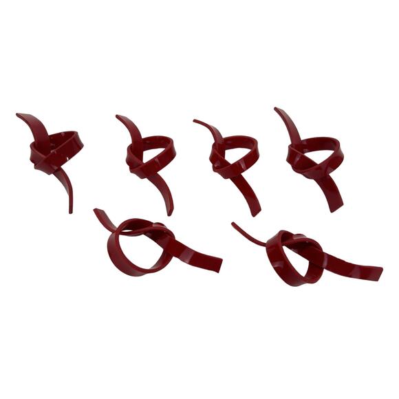 6 Vintage RETRO 70's Mod Cherry Red Formed Plastic "KNOT" Napkin Rings - Picture 2 of 4